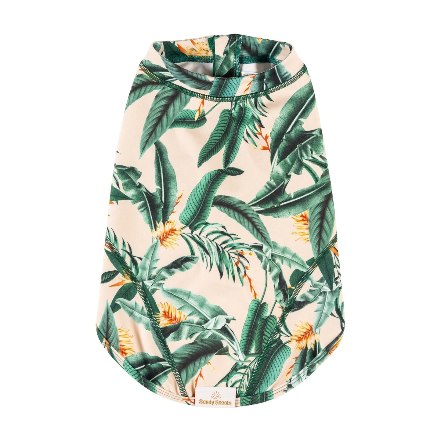 Tropical Green Leaves Sun Protective Dog Rashie Australia