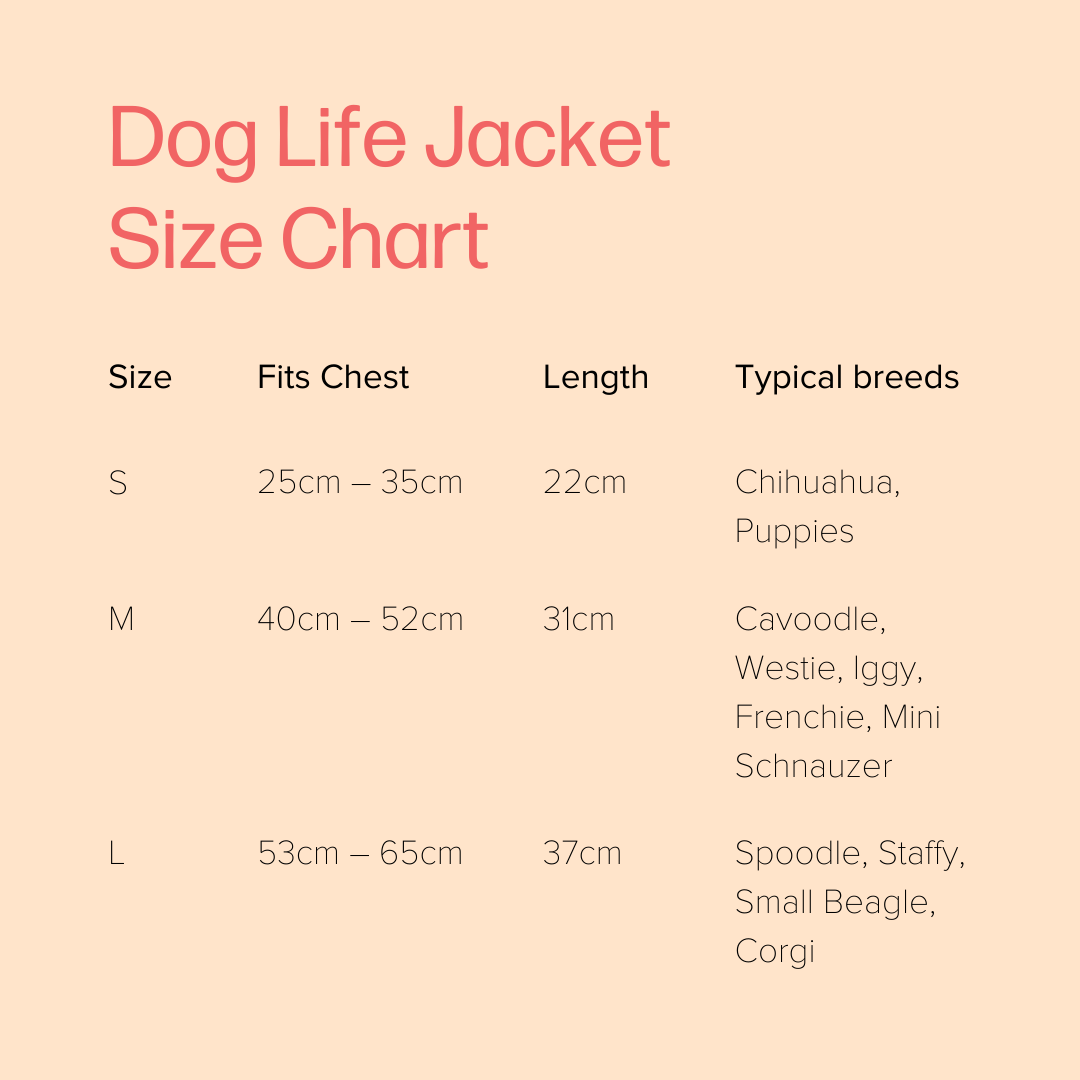 Dog Life Jacket Size Guide Chart