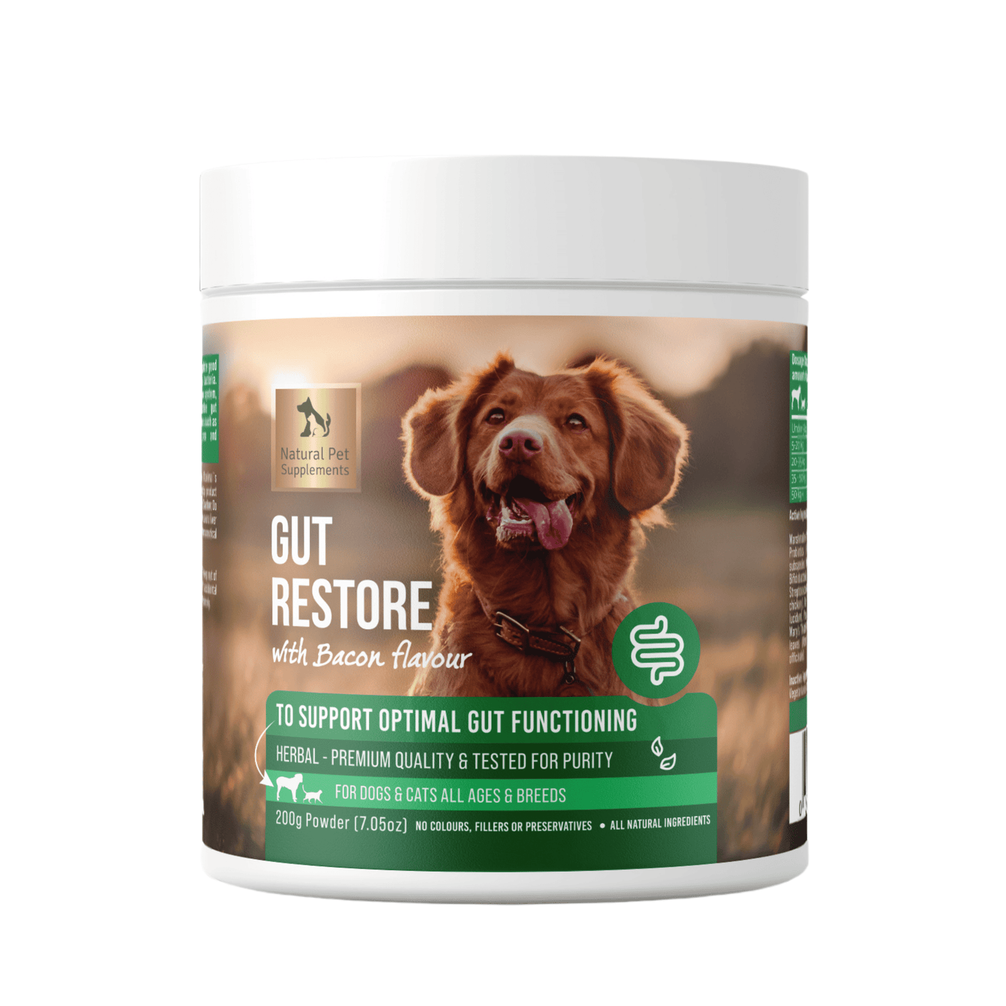 Gut Restore Powder for Dogs and Cats, Bacon Flavour, 200g