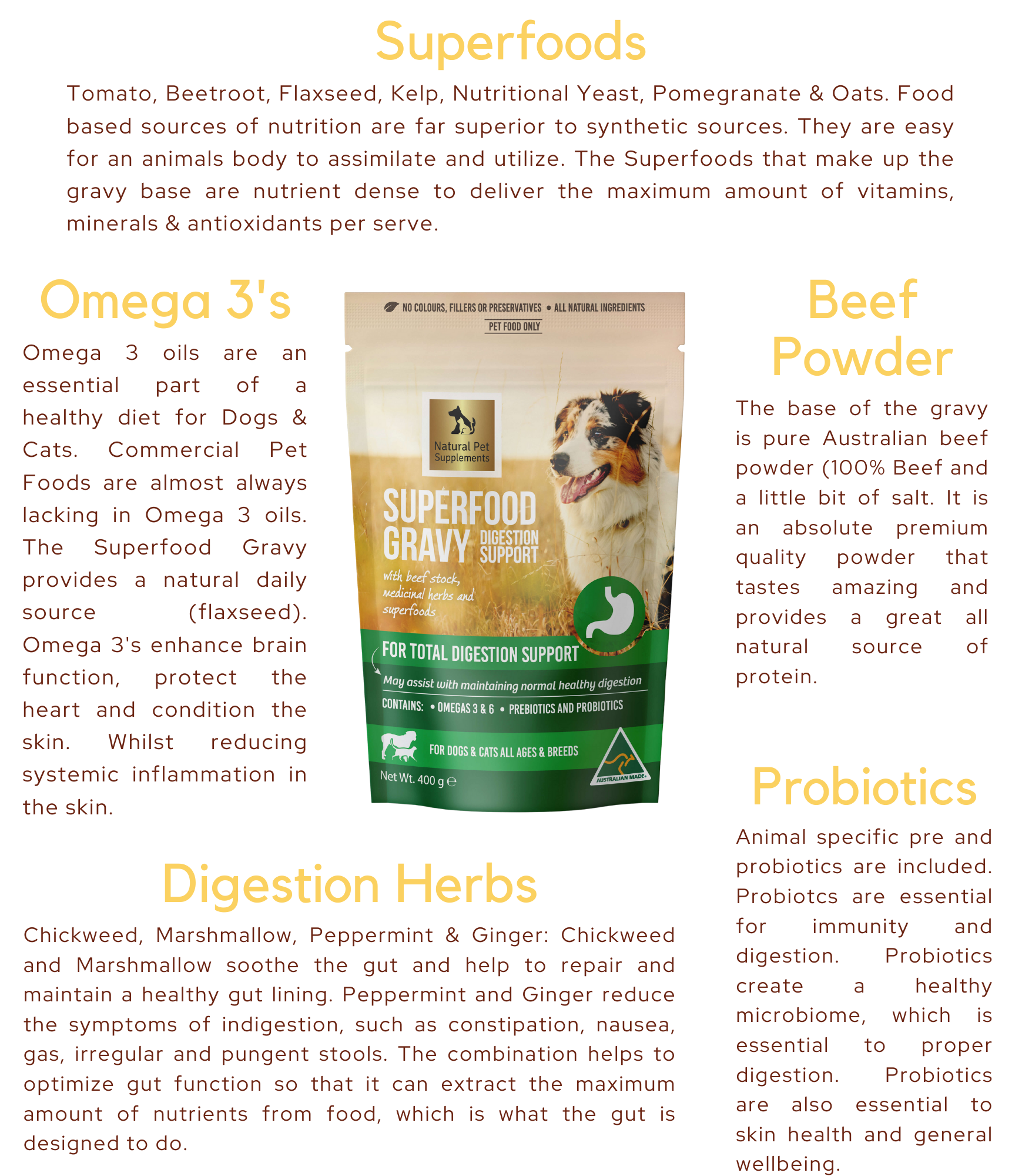Digestion Support Superfood Gravy for Dogs and Cats 400g Bondi Vet