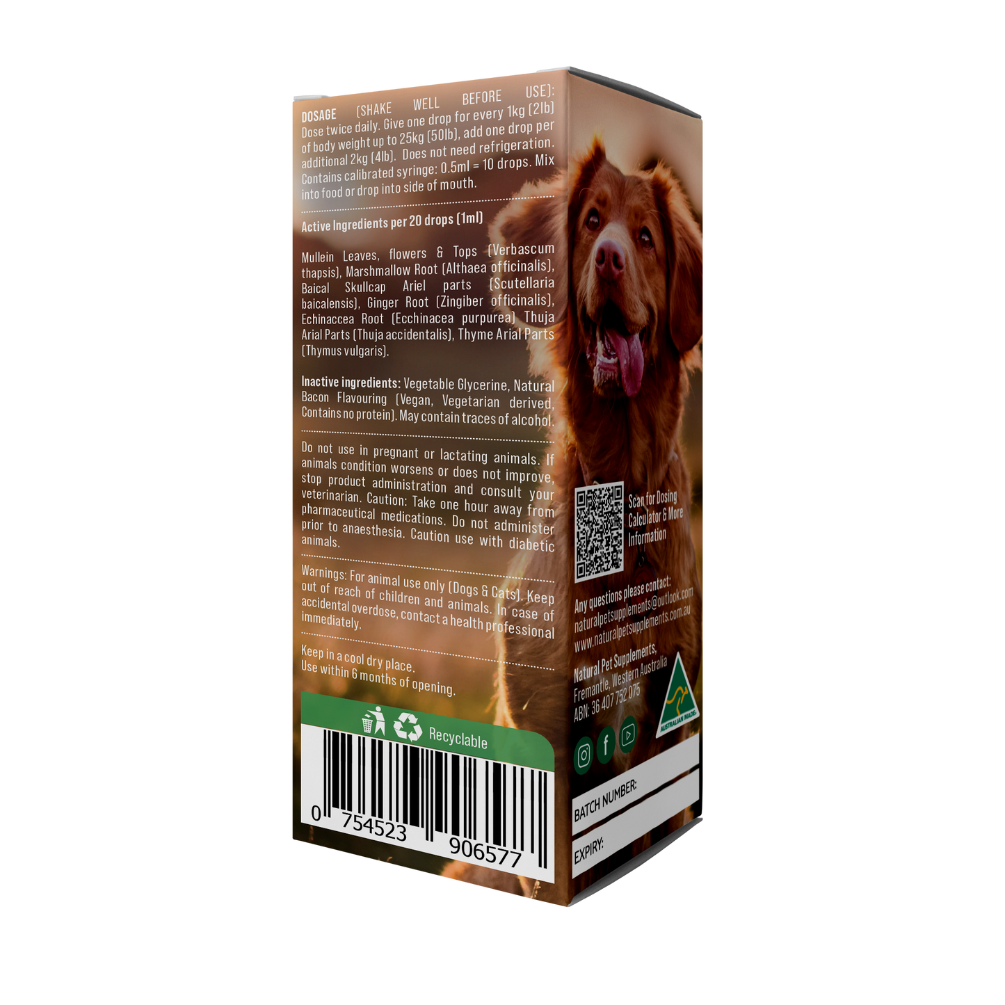 Throat and Lung Support Herbal Tincture For Dogs and Cats